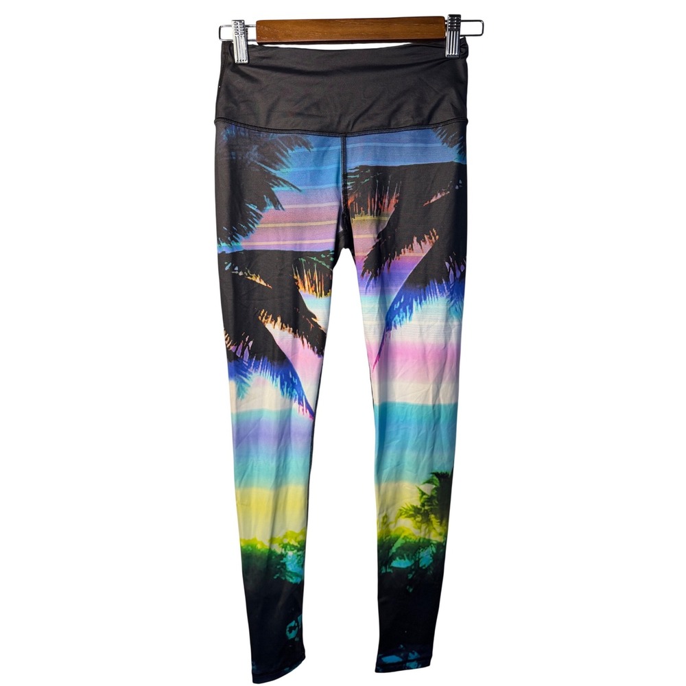 Victoria's Secret VSX Leggings Multicolor Tropical Palm Tree Sunset Womens Small